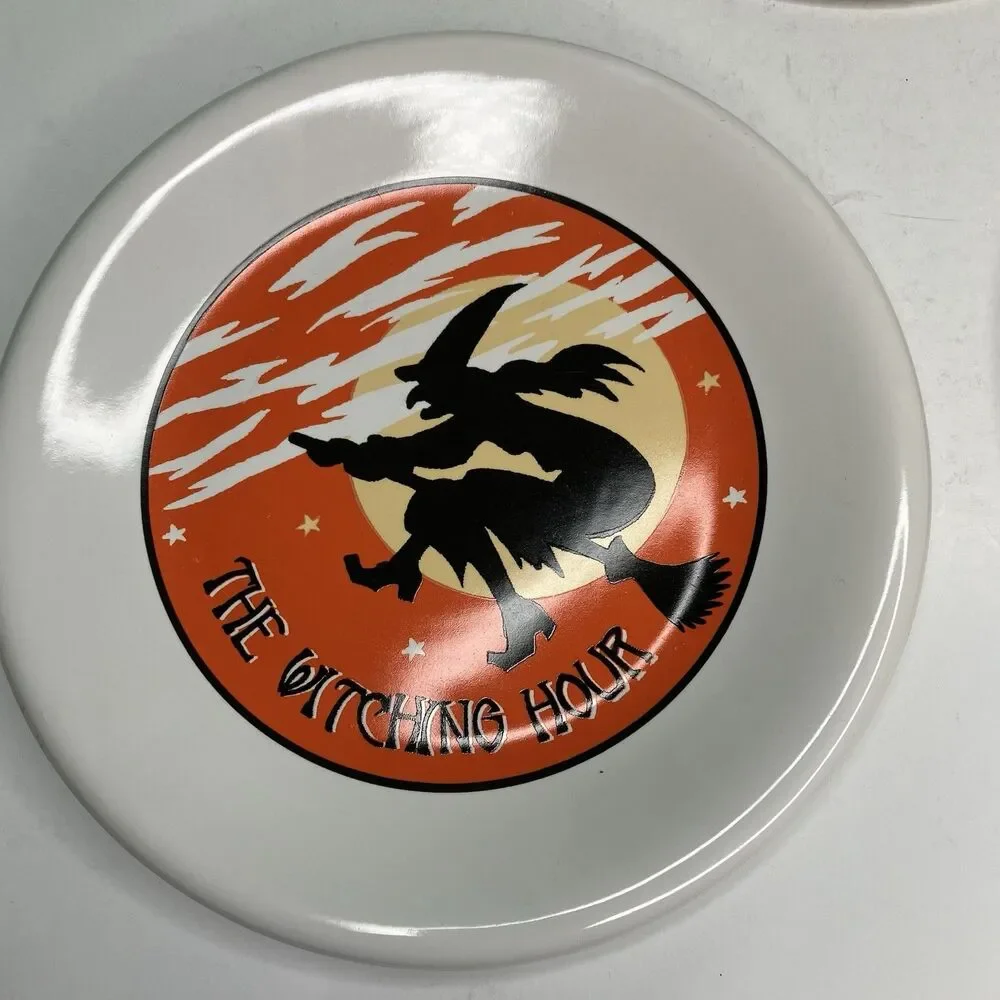 Pottery Barn Halloween Plates Retro Black Cat Witch Ghost 8” Set Of 3